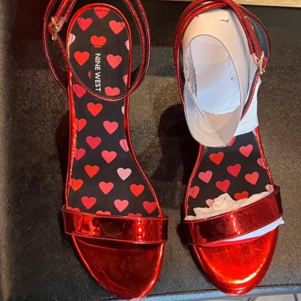 Nine West Shiny Red Sandals - Picture 1 of 2